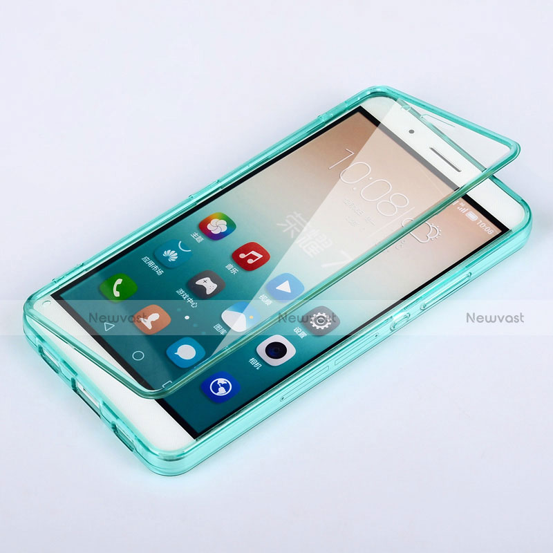 Soft Transparent Flip Cover for Huawei Honor 7i shot X Sky Blue