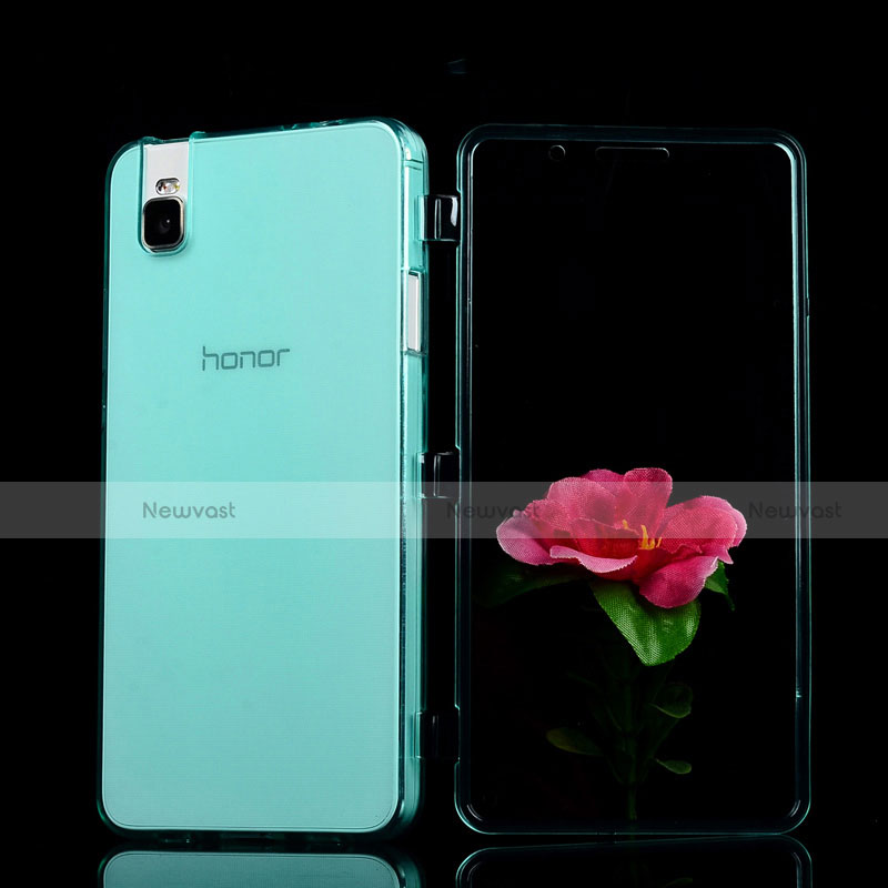 Soft Transparent Flip Cover for Huawei Honor 7i shot X Sky Blue