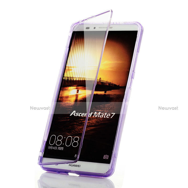 Soft Transparent Flip Cover for Huawei Mate 7 Purple