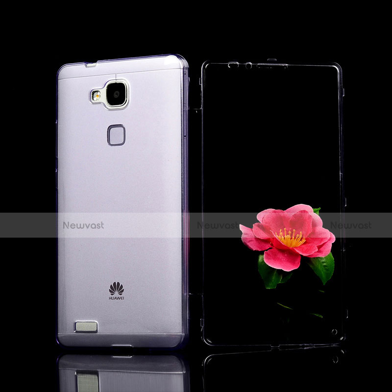 Soft Transparent Flip Cover for Huawei Mate 7 Purple