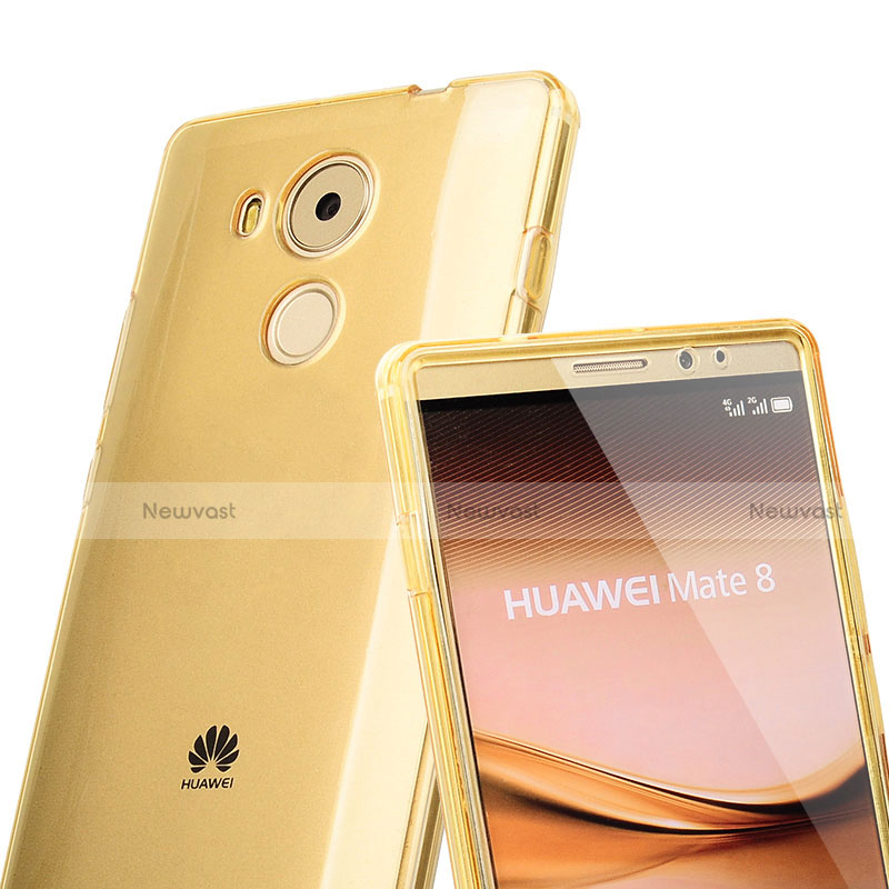 Soft Transparent Flip Cover for Huawei Mate 8 Gold