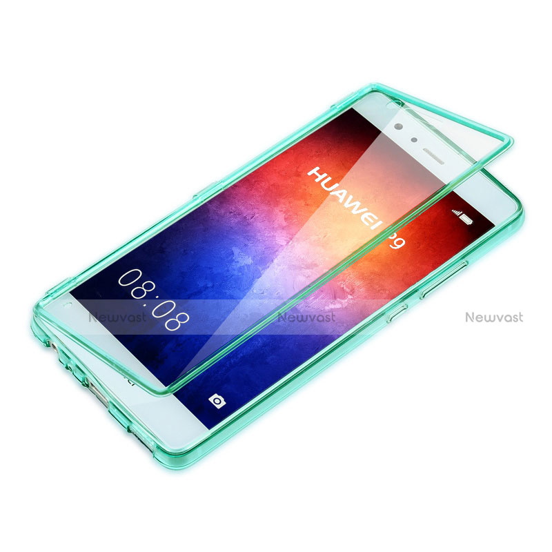Soft Transparent Flip Cover for Huawei P9 Plus Sky Blue