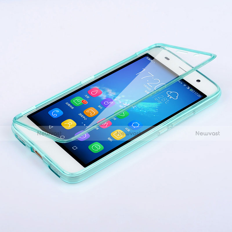 Soft Transparent Flip Cover for Huawei Y6 Blue