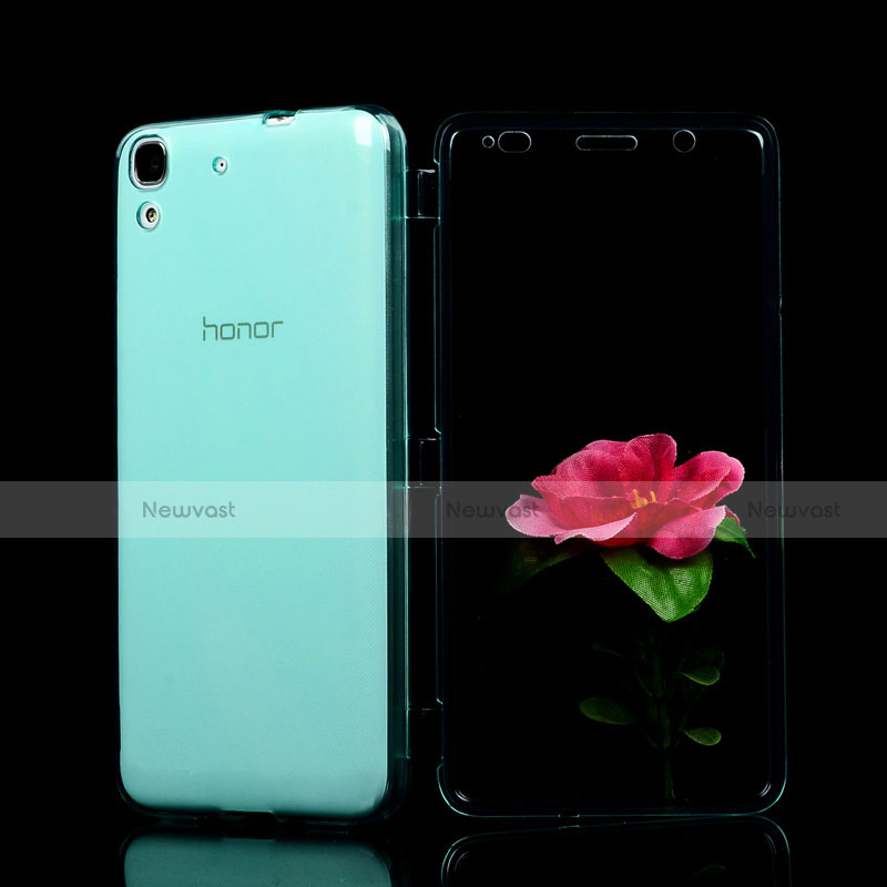 Soft Transparent Flip Cover for Huawei Y6 Blue