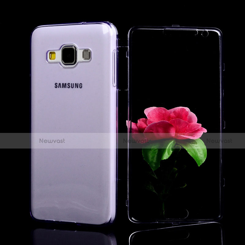 Soft Transparent Flip Cover for Samsung Galaxy A3 SM-300F Purple