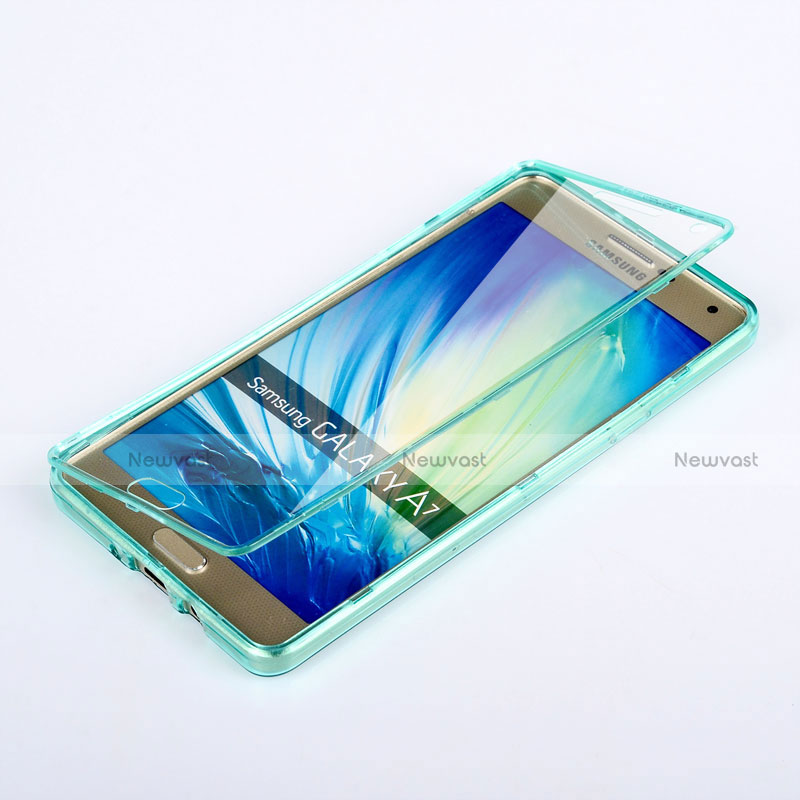 Soft Transparent Flip Cover for Samsung Galaxy A7 Duos SM-A700F A700FD Sky Blue