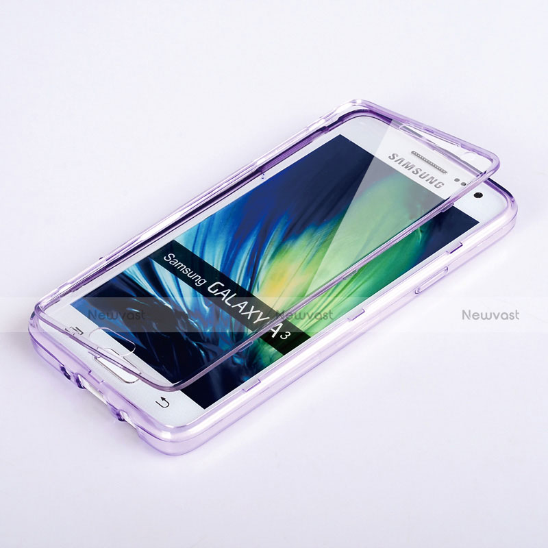 Soft Transparent Flip Cover for Samsung Galaxy DS A300G A300H A300M Purple