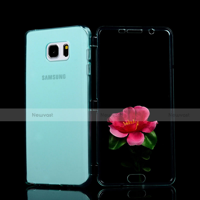 Soft Transparent Flip Cover for Samsung Galaxy Note 5 N9200 N920 N920F Sky Blue