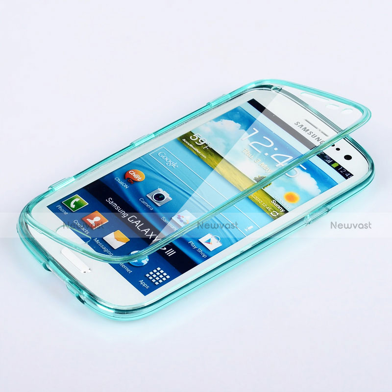 Soft Transparent Flip Cover for Samsung Galaxy S3 III LTE 4G Sky Blue