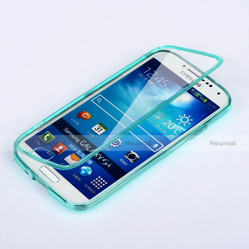 Soft Transparent Flip Cover for Samsung Galaxy S4 i9500 i9505 Sky Blue