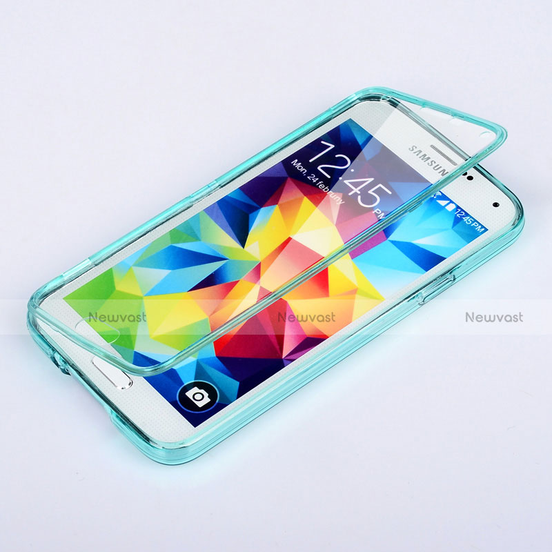 Soft Transparent Flip Cover for Samsung Galaxy S5 Duos Plus Sky Blue