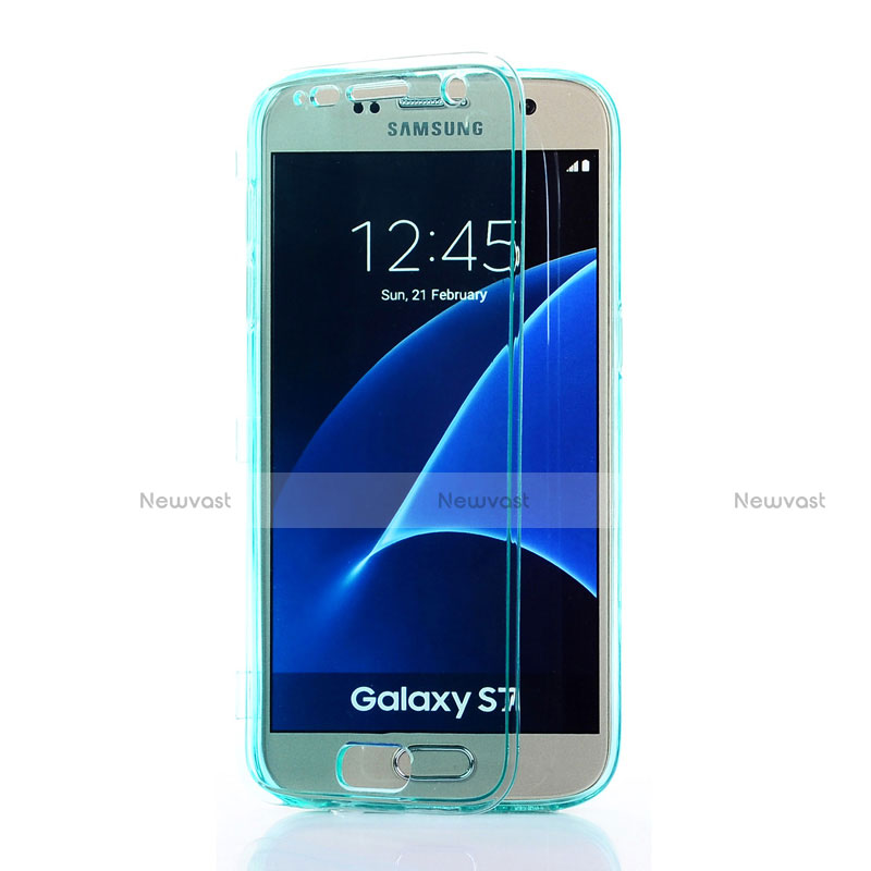 Soft Transparent Flip Cover for Samsung Galaxy S7 G930F G930FD Sky Blue