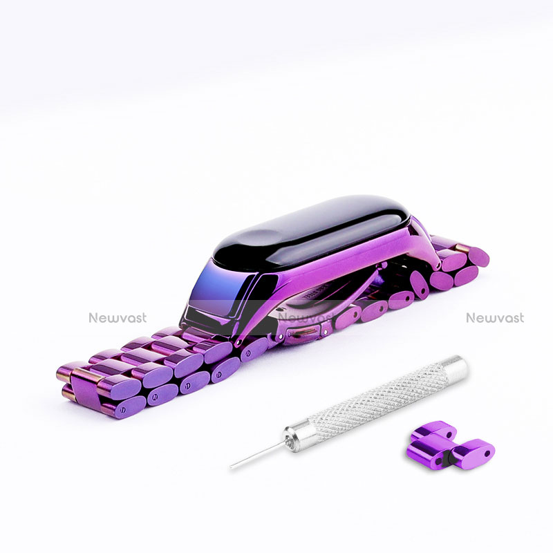 Stainless Steel Bracelet Band Strap for Xiaomi Mi Band 3 Purple