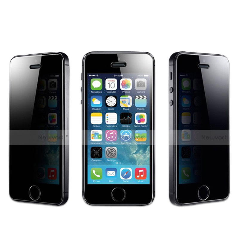 Tempered Glass Anti-Spy Screen Protector Film for Apple iPhone 5S Blue