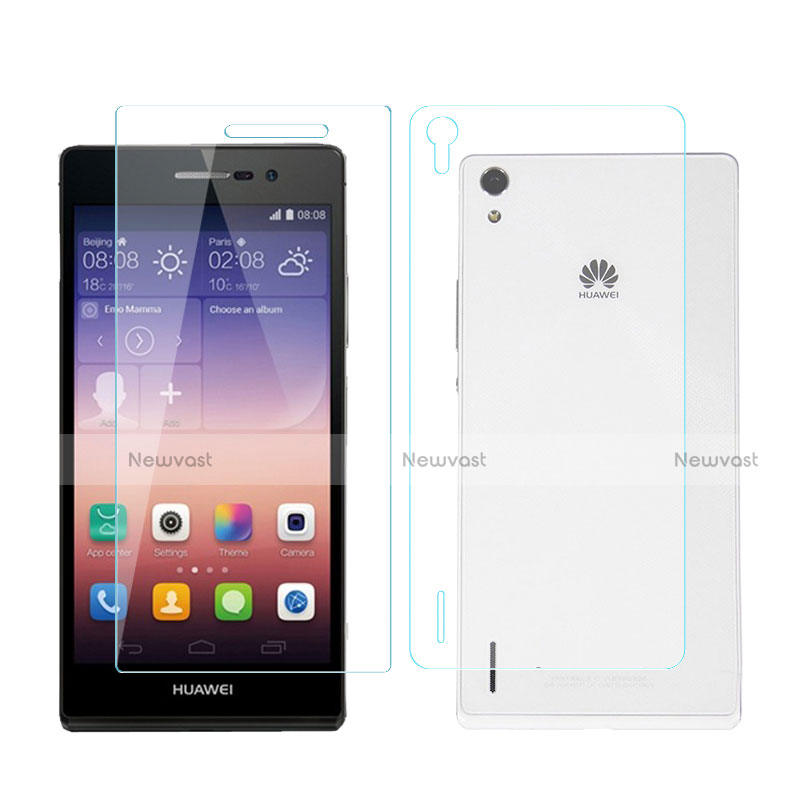 Tempered Glass Screen Protector Front and Back Film for Huawei P7 Dual SIM Clear