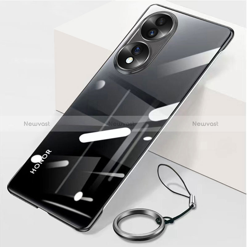 Transparent Crystal Frameless Hard Case Back Cover for Huawei Honor X7b Black