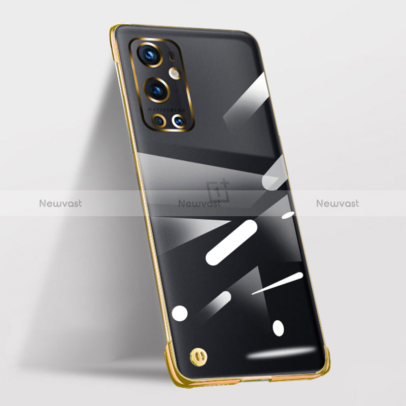 Transparent Crystal Frameless Hard Case Back Cover for OnePlus 9 Pro 5G Gold