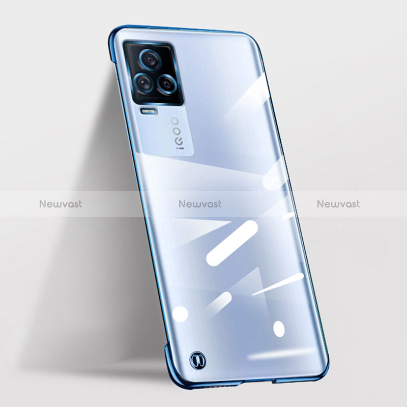 Transparent Crystal Frameless Hard Case Back Cover for Vivo iQOO 7 5G Blue