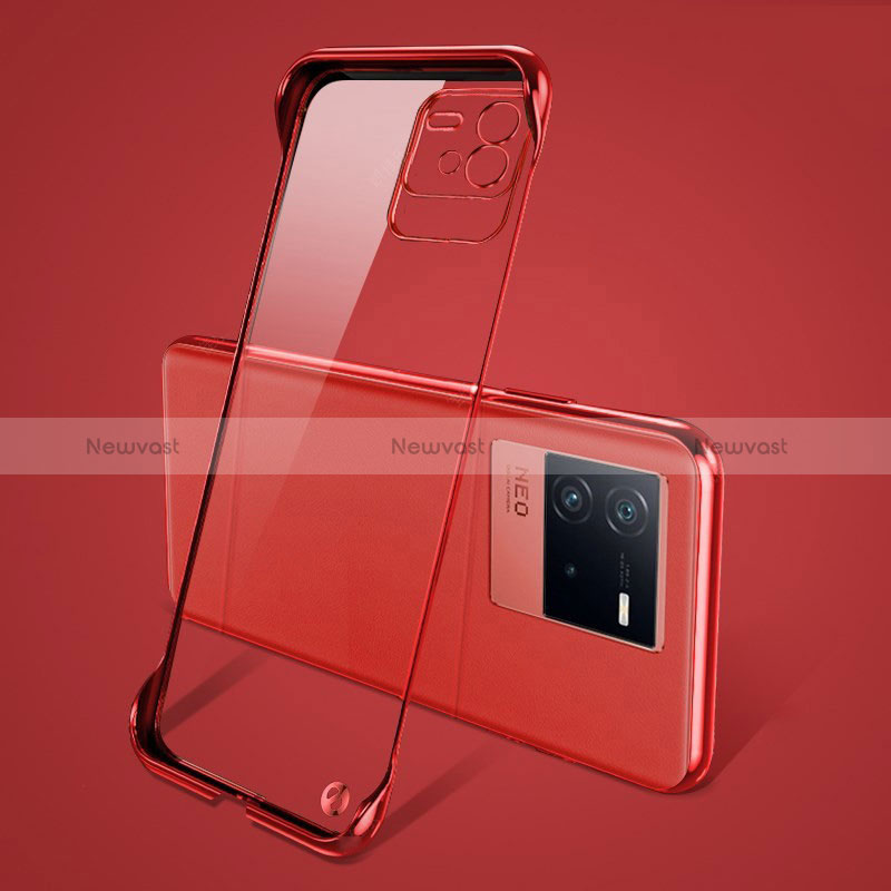 Transparent Crystal Frameless Hard Case Back Cover for Vivo iQOO Neo6 5G Red