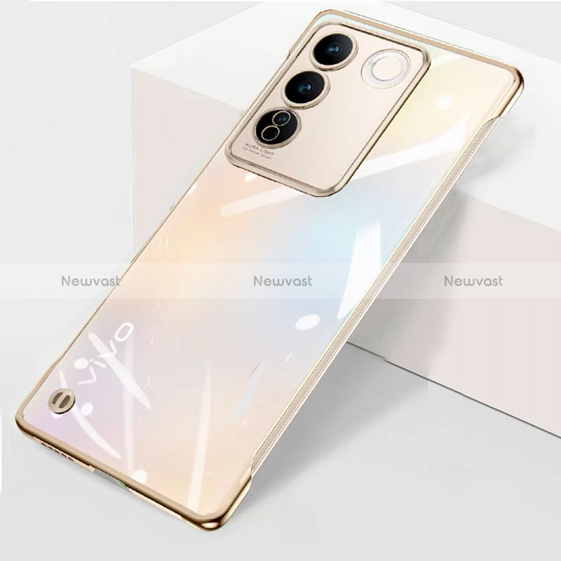 Transparent Crystal Frameless Hard Case Back Cover for Vivo V27 5G Gold