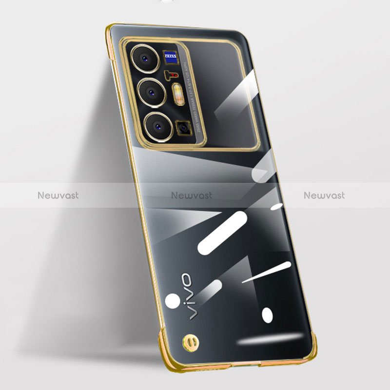 Transparent Crystal Frameless Hard Case Back Cover for Vivo X70 Pro+ Plus 5G Gold