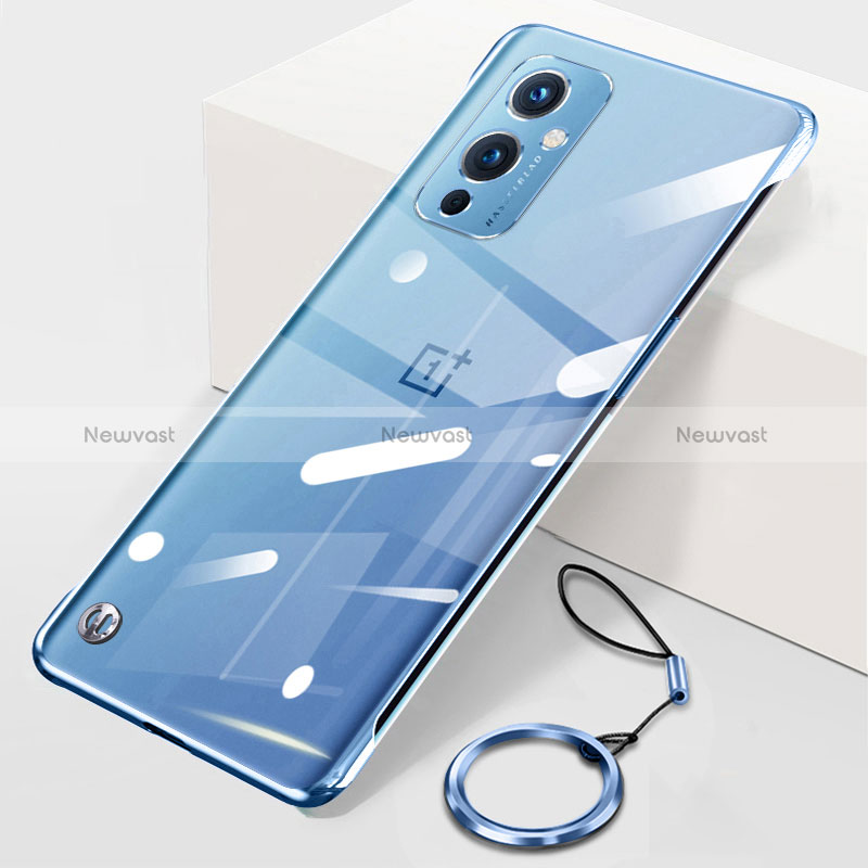 Transparent Crystal Frameless Hard Case Back Cover H01 for OnePlus 9 5G Blue