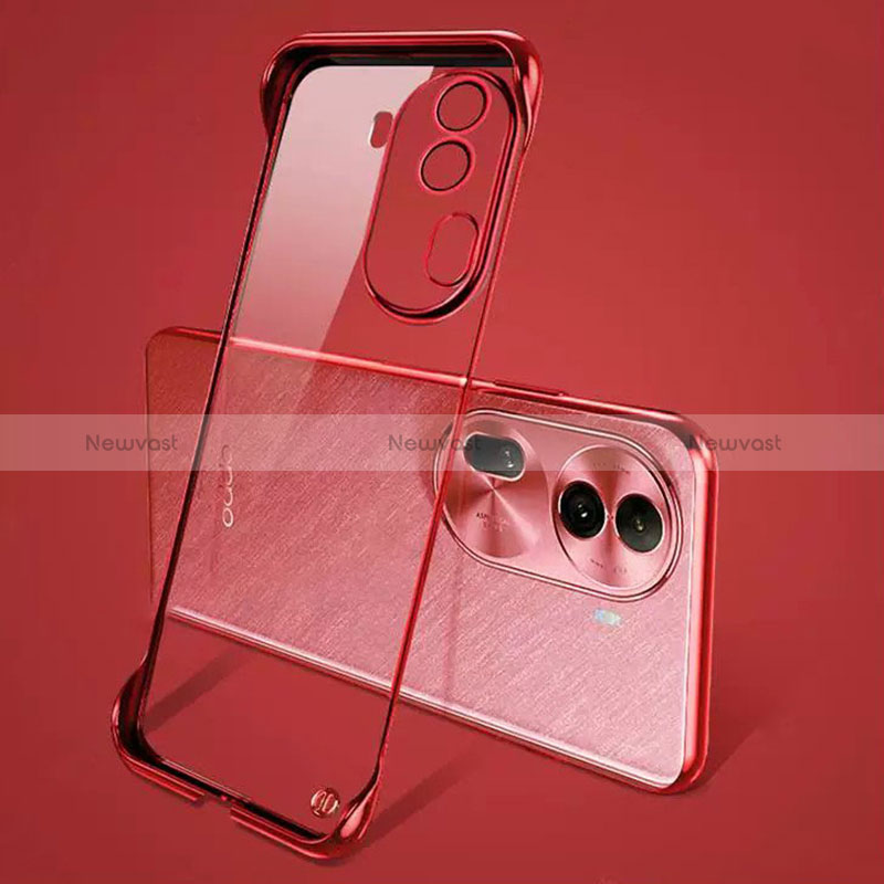 Transparent Crystal Frameless Hard Case Back Cover H01 for Oppo Reno11 Pro 5G Red