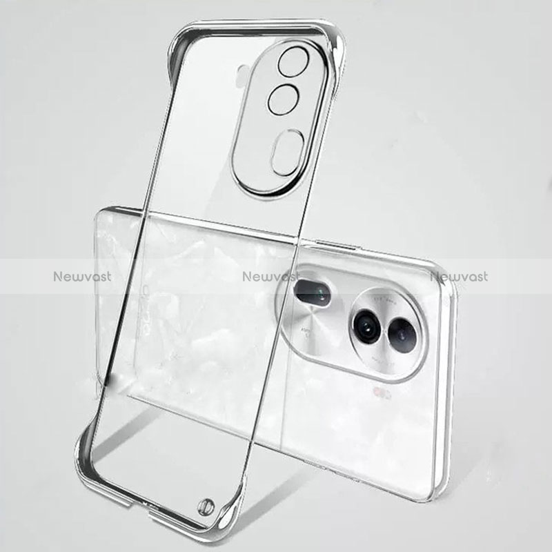 Transparent Crystal Frameless Hard Case Back Cover H01 for Oppo Reno11 Pro 5G Silver