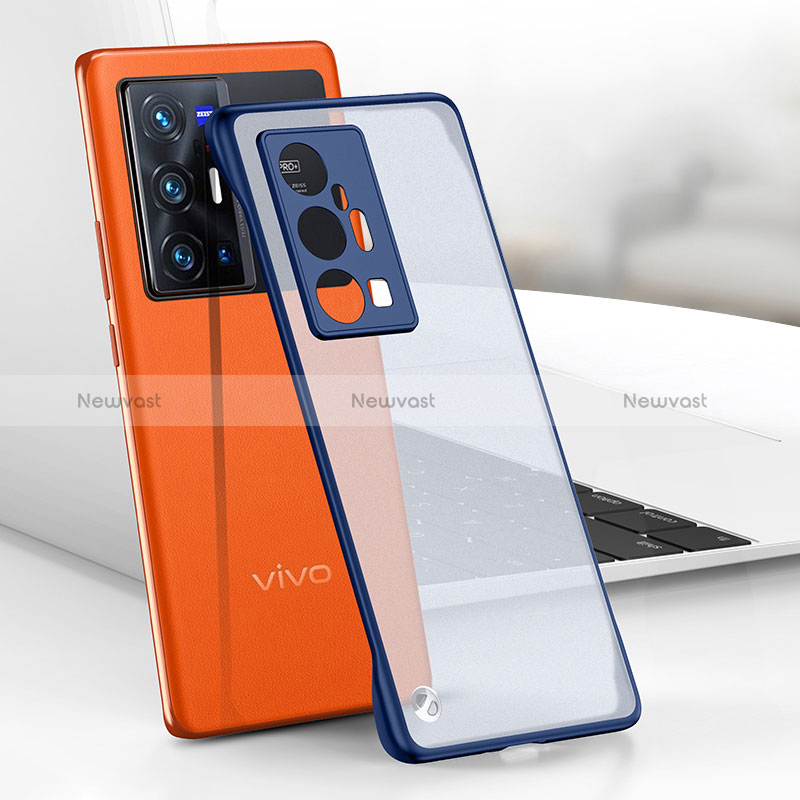Transparent Crystal Frameless Hard Case Back Cover H01 for Vivo X70 Pro+ Plus 5G Blue