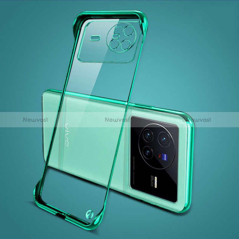 Transparent Crystal Frameless Hard Case Back Cover H01 for Vivo X80 5G Green