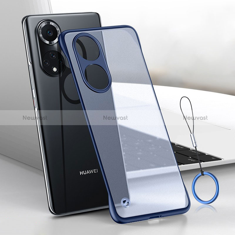 Transparent Crystal Frameless Hard Case Back Cover H02 for Huawei Honor 50 Pro 5G Blue