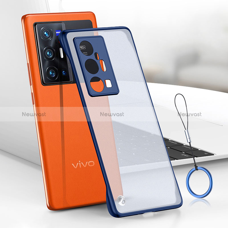 Transparent Crystal Frameless Hard Case Back Cover H02 for Vivo X70 Pro+ Plus 5G Blue