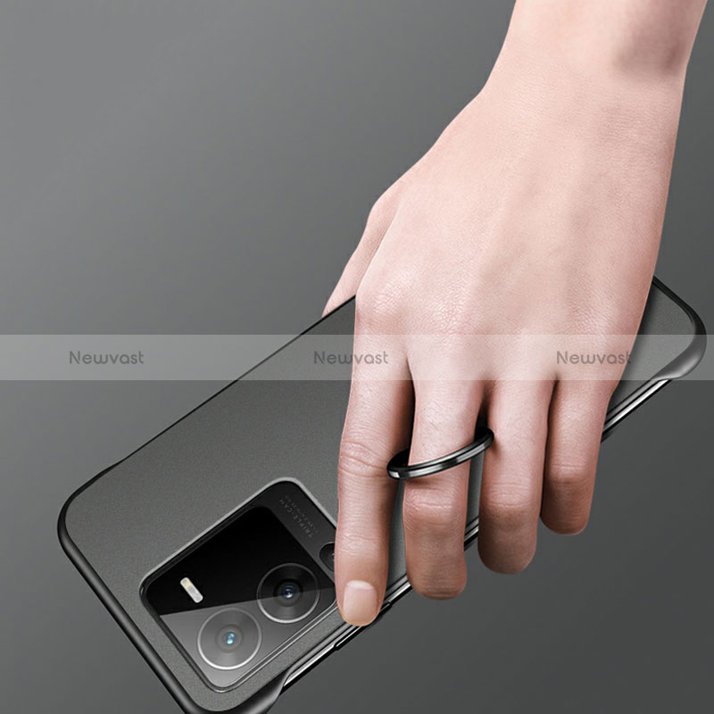 Transparent Crystal Frameless Hard Case Back Cover with Magnetic Finger Ring Stand for Vivo V25 Pro 5G