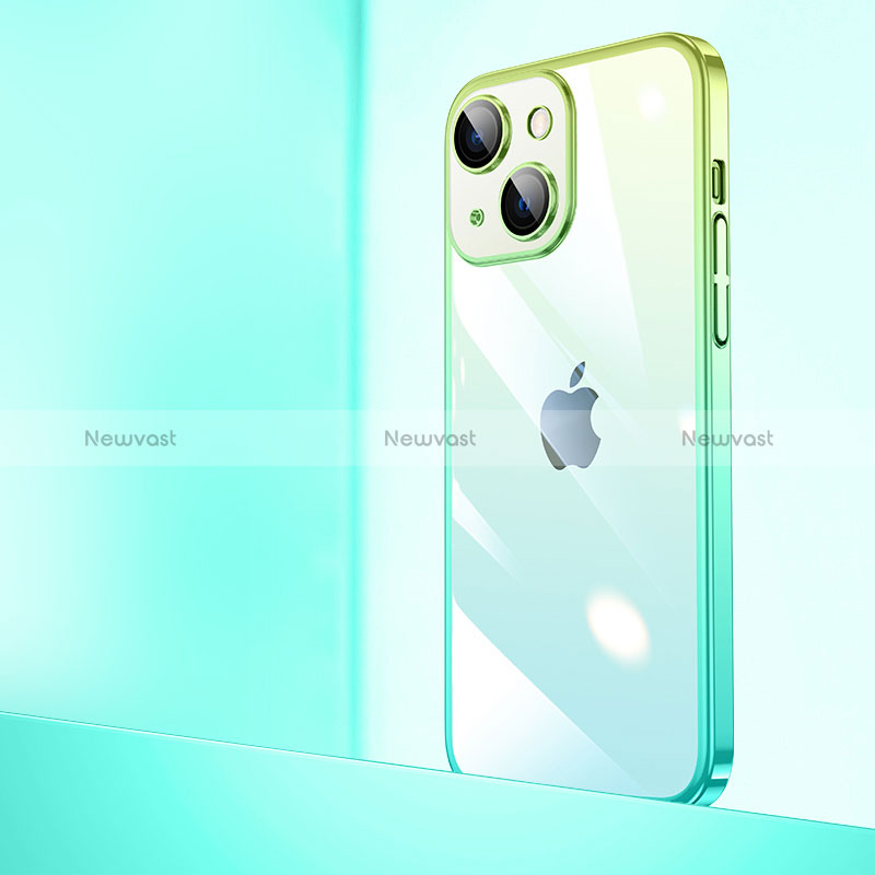 Transparent Crystal Gradient Hard Case Back Cover QC1 for Apple iPhone 14 Plus Green