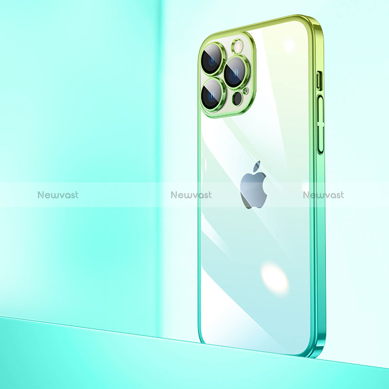 Transparent Crystal Gradient Hard Case Back Cover QC1 for Apple iPhone 14 Pro Green