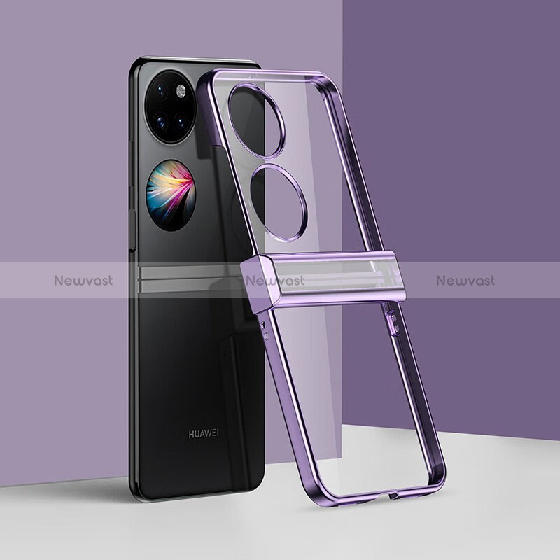 Transparent Crystal Hard Case Back Cover BH2 for Huawei P50 Pocket Purple