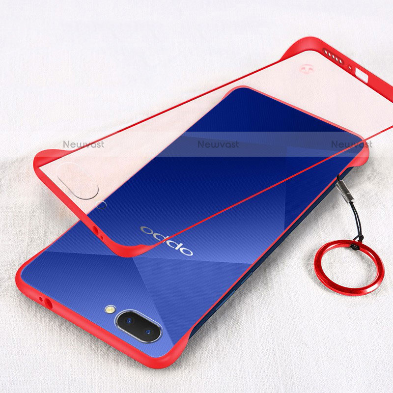 Transparent Crystal Hard Case Back Cover H01 for Oppo A5 Red