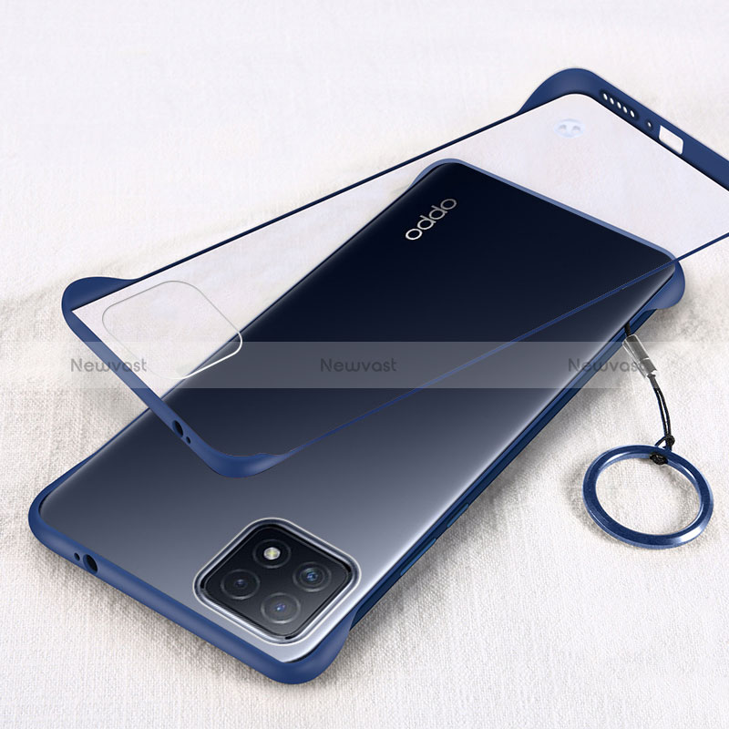 Transparent Crystal Hard Case Back Cover H01 for Oppo A53 5G Blue