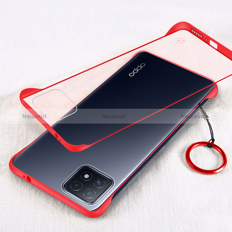 Transparent Crystal Hard Case Back Cover H01 for Oppo A53 5G Red