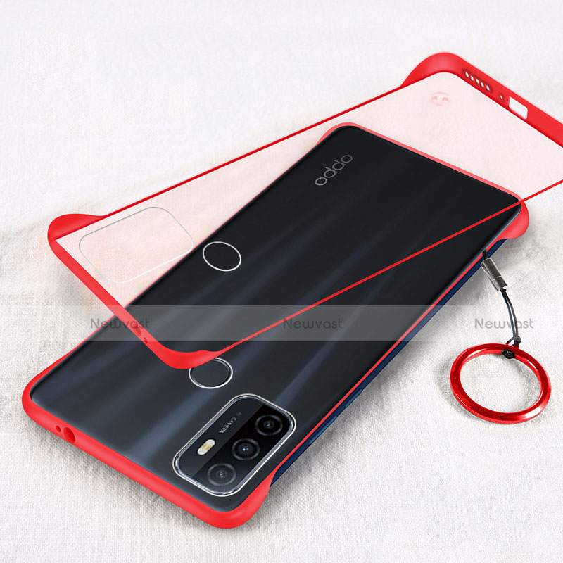 Transparent Crystal Hard Case Back Cover H01 for Oppo A53 Red