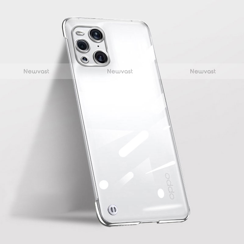 Transparent Crystal Hard Case Back Cover H01 for Oppo Find X3 Pro 5G Silver