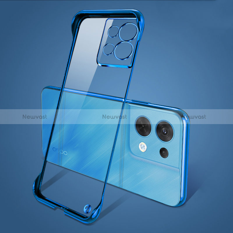 Transparent Crystal Hard Case Back Cover H01 for Oppo Reno8 5G Blue