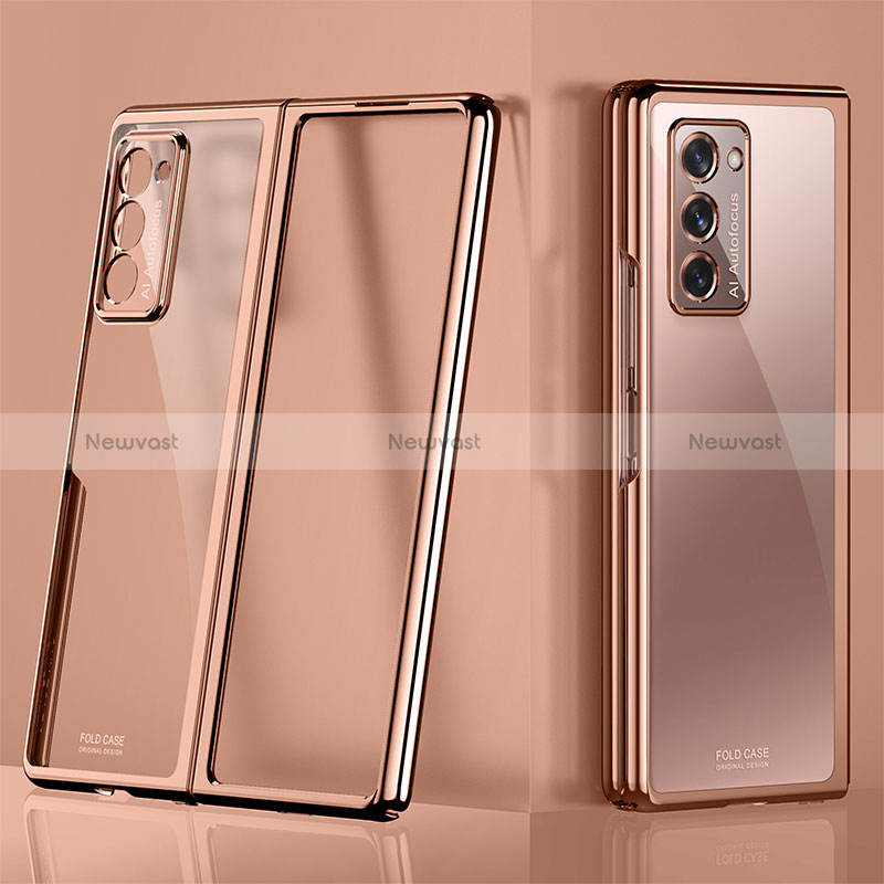 Transparent Crystal Hard Case Back Cover H01 for Samsung Galaxy Z Fold2 5G Rose Gold