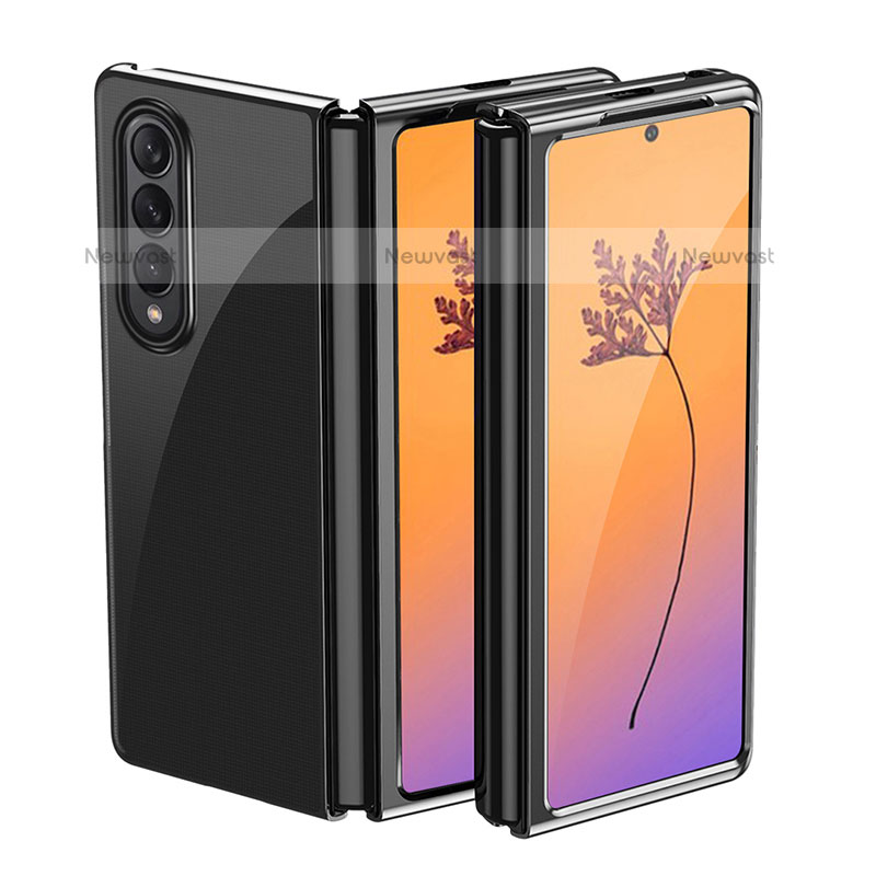 Transparent Crystal Hard Case Back Cover H01 for Samsung Galaxy Z Fold3 5G Black