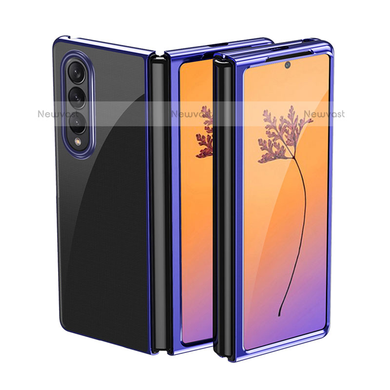 Transparent Crystal Hard Case Back Cover H01 for Samsung Galaxy Z Fold3 5G Blue