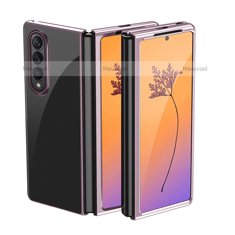 Transparent Crystal Hard Case Back Cover H01 for Samsung Galaxy Z Fold3 5G Rose Gold