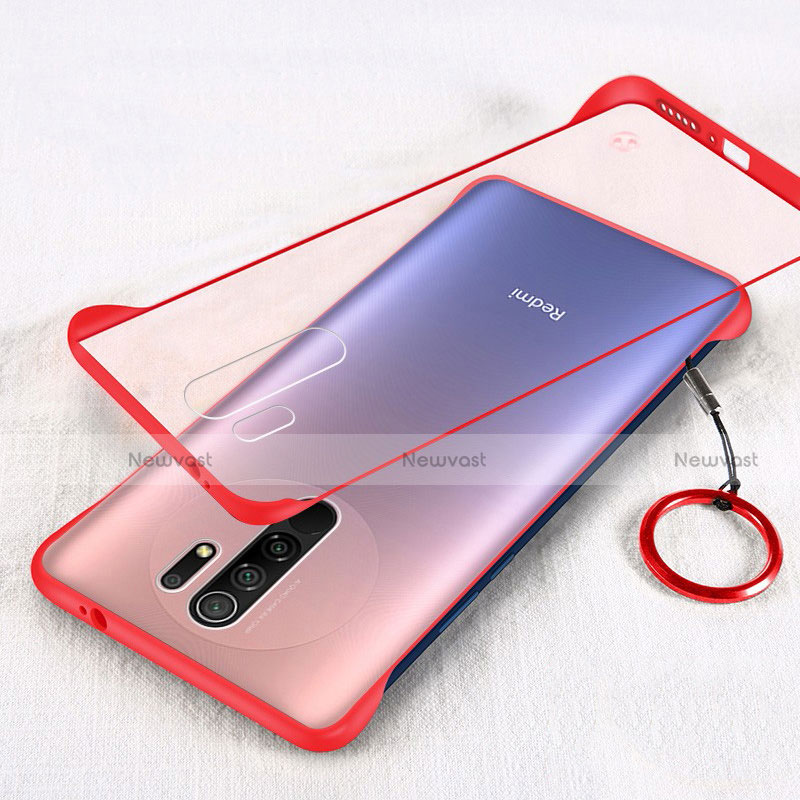 Transparent Crystal Hard Case Back Cover H01 for Xiaomi Redmi 9 Prime India Red