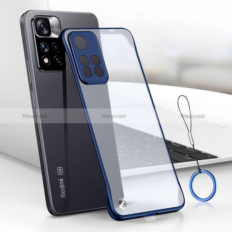 Transparent Crystal Hard Case Back Cover H01 for Xiaomi Redmi Note 11 5G Blue