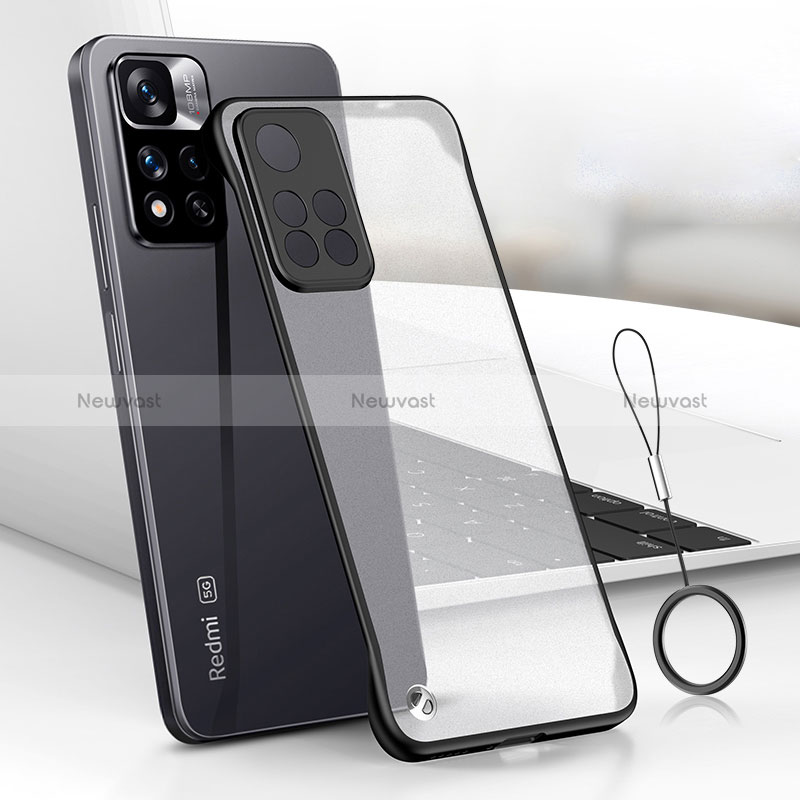 Transparent Crystal Hard Case Back Cover H01 for Xiaomi Redmi Note 11 Pro+ Plus 5G Black