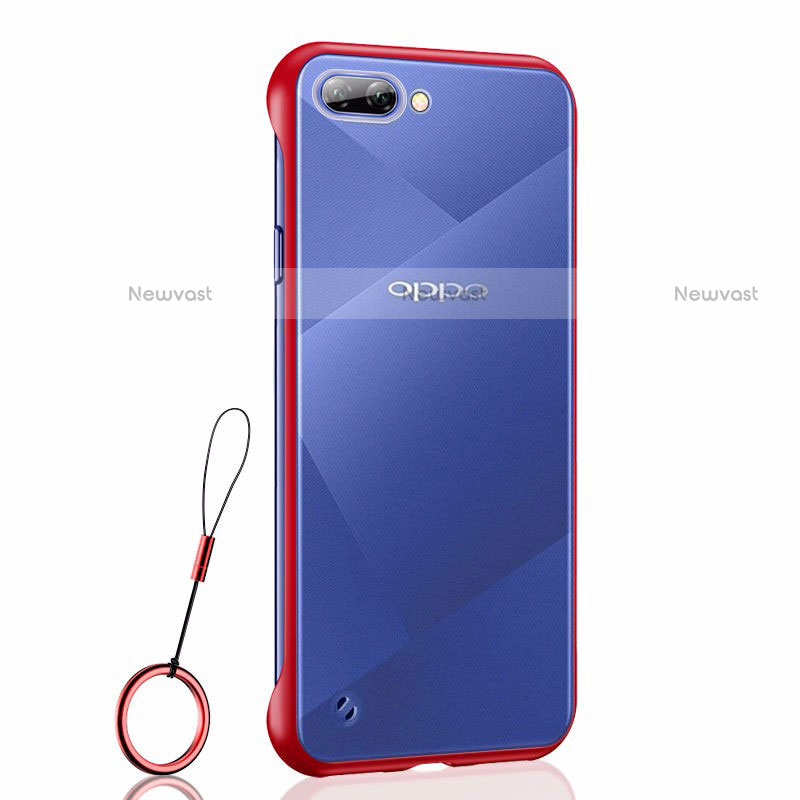 Transparent Crystal Hard Case Back Cover H02 for Oppo A12e Red